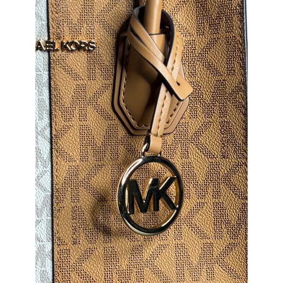 Michael Michael Kors NWT Mercer Medium Two-Tone Logo Crossbody Bag In Deer Multi - Picture 3 of 9